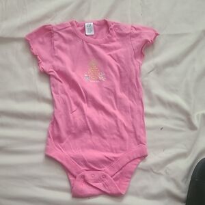 GAP Pink Bodysuit with Pineapple Embroidery